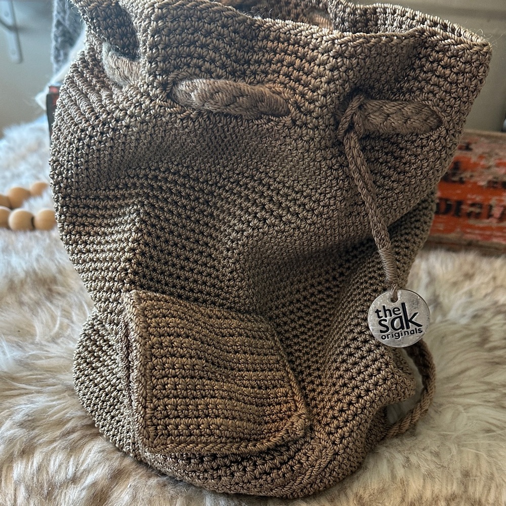The Sak original tan Crochet backpack boho free bird